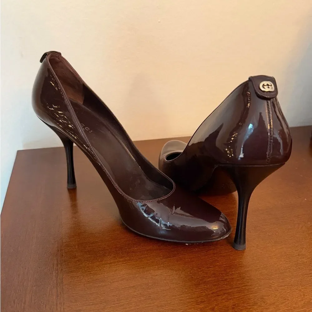 Gucci Wine Colored Leather High Heel Pumps - Womens Size 9.5